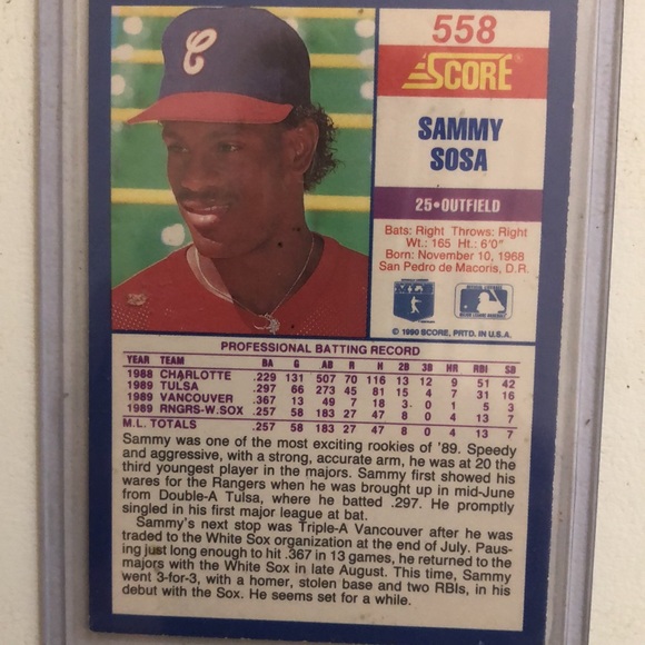 5 SAMMY SOSA ROOKIES ALL ERROR CARDS 11/10/1968-wrong birthday - Picture 9 of 11